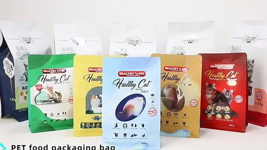 OEM ODM China Factory Zip Lock Flat Bottom Pouch Zipper Plastic Stand up Side Gusset Dog Food Packaging Bag Pouch