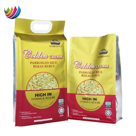 10kg Plastic Nylon Back Sealing Rice Packaging Bag /Stand up Pouch with Zipper for Packaging Rice/Plastic Ziplock Rice Bag with Handle