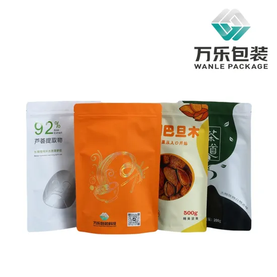 Tea Zipper Storage Stand up Bag Gusset Flat Bottom 3 Side Seal Plastic Packaging Packing Pouch with Valve Bag 