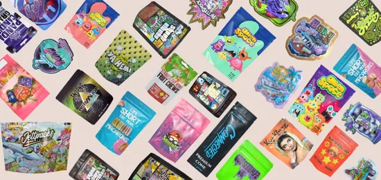 Custom Printed Ziplock Bags Holographic Laser Film Zip Pouch Blue UV Glossy Child Proof Mylar Bags 