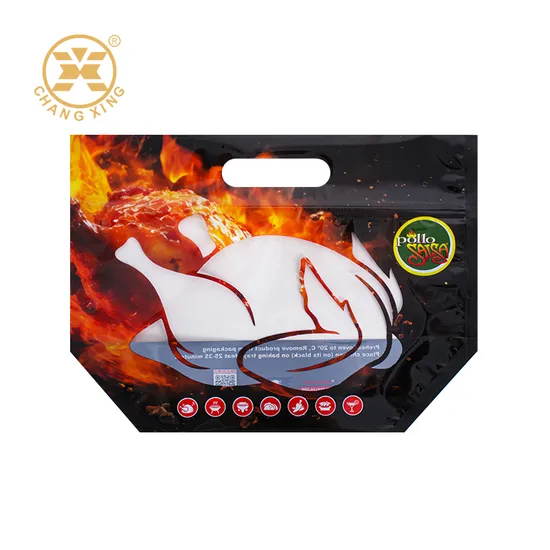 OEM Printed Laminated Plastic Bag Food Rotisserie Roast Packaging Zip Lock Packing Microwave Whole Roasted Hot Chicken Bags 
