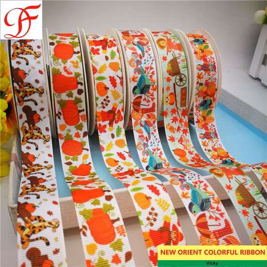 Manufacture Hot Sale OEM Customized Thermal Transfer Printing Grosgrain/Pethersham Satin, Organza/Sheer Ribbon for Bows/Decoration/Korea/Xmas